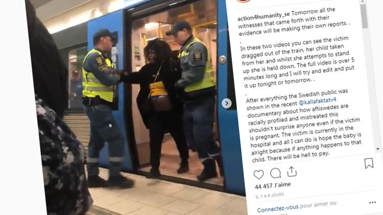 femme expulsée du métro suédois crédit : Capture d'écran Instagram Action4humanity_se - 1280