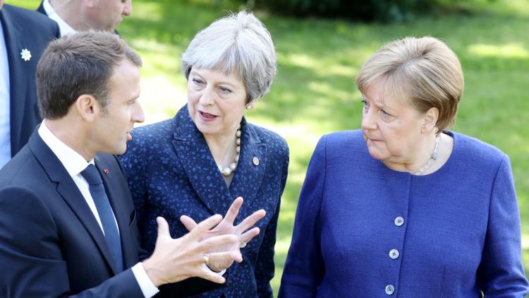 Emmanuel Macron, Theresa May, Angela Merkel crédit : LUDOVIC MARIN / AFP - 1280