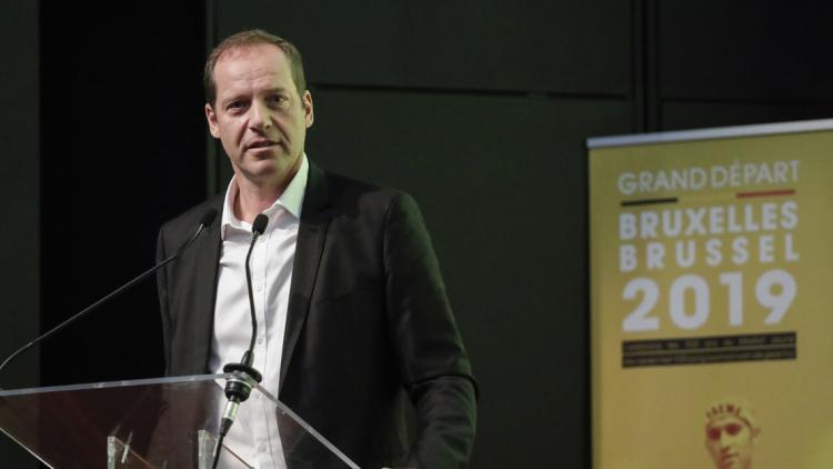 Christian Prudhomme lors de la présentation du Grand départ du Tour 2019 (1280x640) THIERRY ROGE / BELGA / AFP