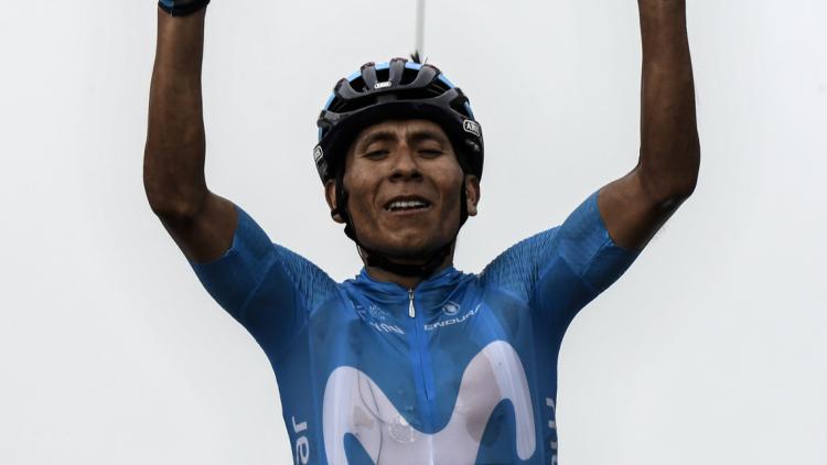 Nairo Quintana vainqueur au col du Portet (1280x640) Philippe LOPEZ / AFP
