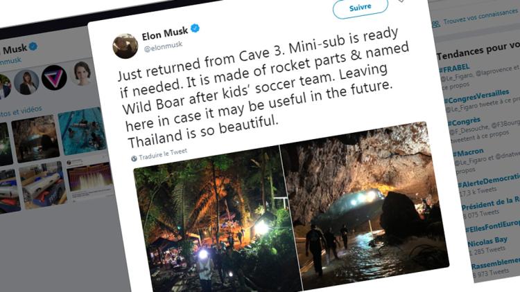 Elon Musk, Thaïlande, mini sous-marin crédit : capture d'écran Twitter - 1280