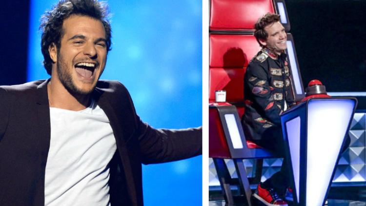 Amir, candidat français à l'Eurovision et le chanteur Mika, jury de The Voice