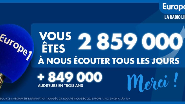 La famille Europe 1 continue de s'agrandir et compte près de 849.000 auditeurs supplémentaires en trois ans